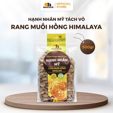  Hạnh Nhân Mỹ Tách Vỏ Rang Muối Hồng Himalaya - Túi Zipper 500gr - Oh Smile Nuts 