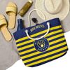 Túi tote đi biển Foco . Chất vải canvas, unisex. Xanh đen sọc vàng