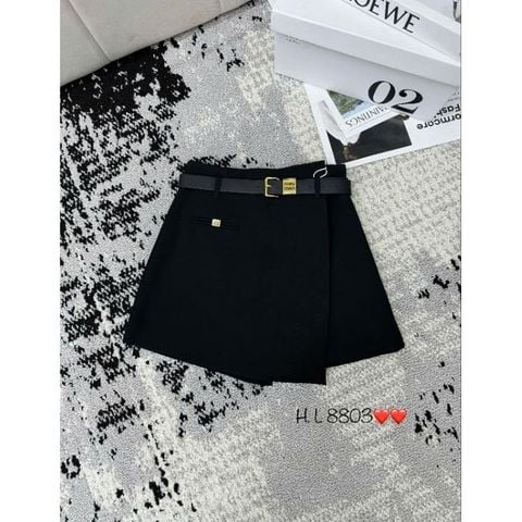 LEN1017 QUẦN GIẢ VÁY + NỊT MIU (ĐEN)