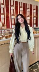 VGU9009-Set áo sơ mi tay dài, quần suông