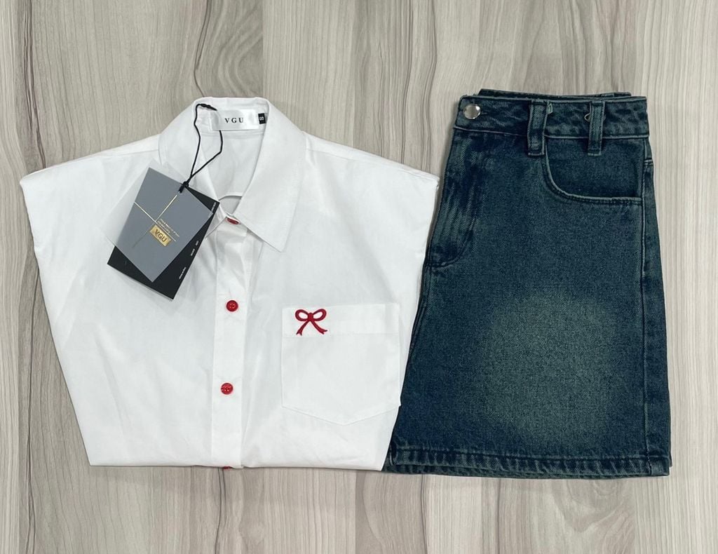 VGU6782 SET SƠ MI TAY NGẮN + SHORT JEAN K25