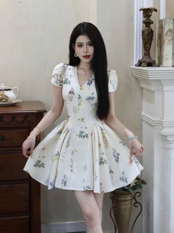 VGU0507 ĐẦM HOA CỔ V