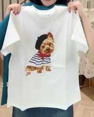 TUN0090 ÁO THUN CHÚ CHÓ ĐỘI NÓN (TRẮNG)