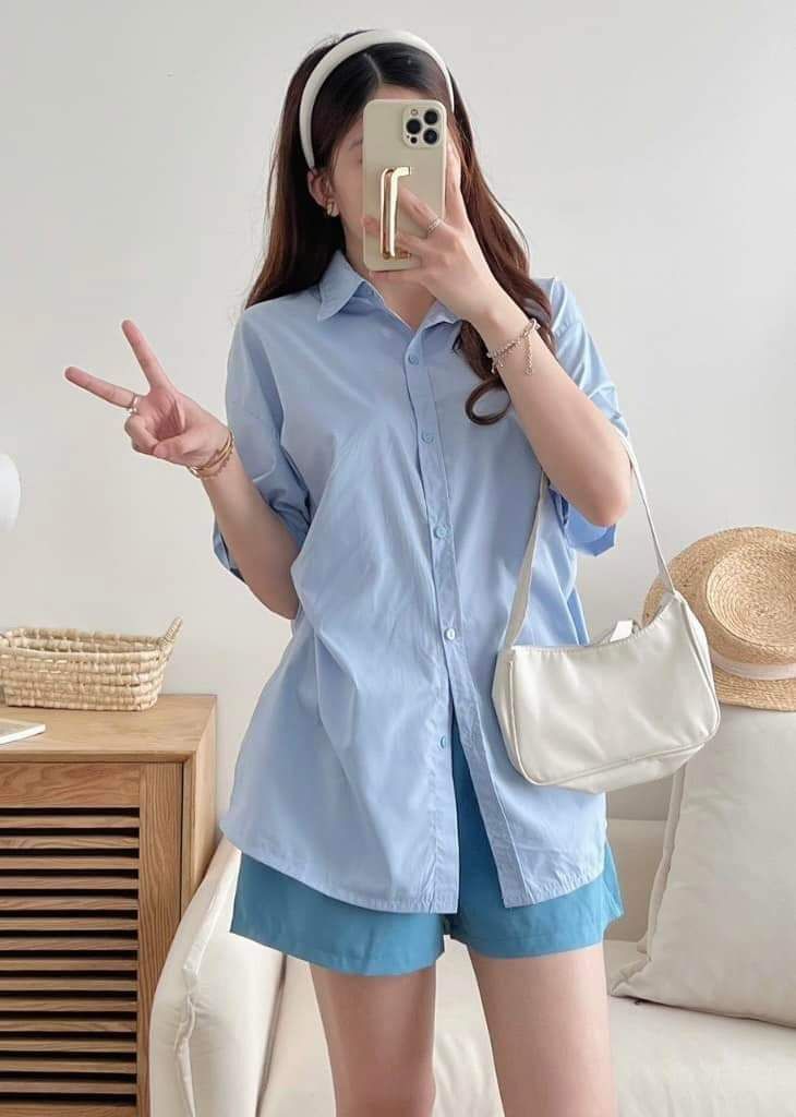 VGU6153 SET ÁO SƠ MI XANH + QUẦN