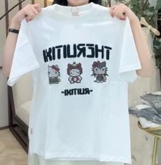 TUN0014 ÁO THUN KITTY CHỮ DẬP NỔI