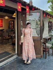 VGU0102 ĐẦM HOA NÚT BỌC ( HOA CAM )