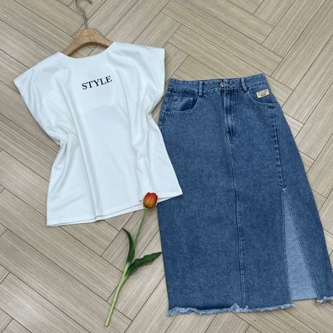 VGU0542 SET CV JEANS ÁO THUN TRẮNG K371