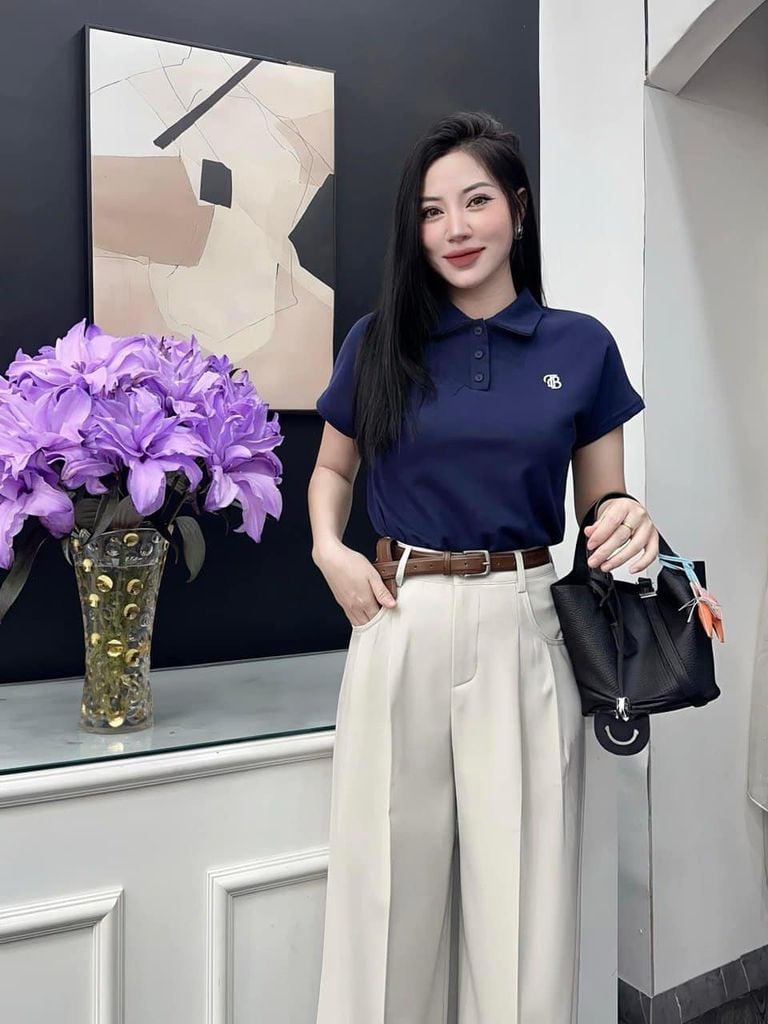 TQ3039 SET ÁO POLO XANH + QUẦN KEM + NỊT