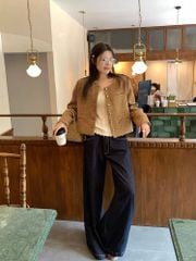 QCC0138- Áo dạ nút kiểu Nâu