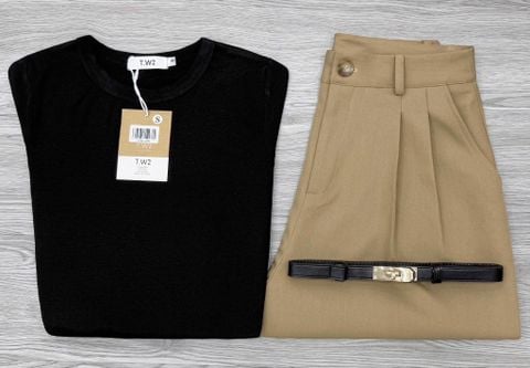 KS0143 SET ÁO THUN ĐEN, QUẦN SHORT + NỊT