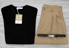 KS0143 SET ÁO THUN ĐEN, QUẦN SHORT + NỊT