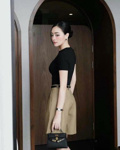 KS0143 SET ÁO THUN ĐEN, QUẦN SHORT + NỊT
