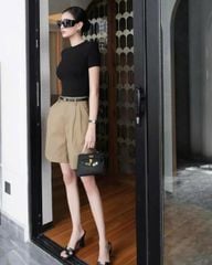 KS0143 SET ÁO THUN ĐEN, QUẦN SHORT + NỊT