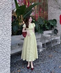 VGU8999- Đầm tay phồng Vàng
