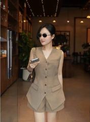 KS0136 - Set Áo Gile, Quần Short ĐEN