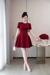 VGU8994-Đầm xòe ngắn viền cổ đính đá Đỏ