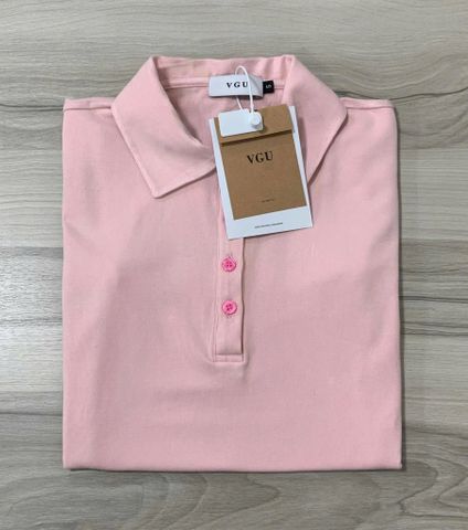 VGU9111-Áo thun body cổ polo Hồng