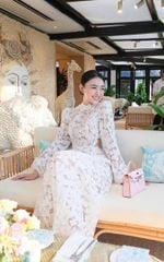 VGU9001 - Đầm CC Ren Họa Tiết Bướm Trắng