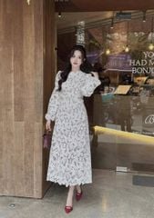 VGU9001 - Đầm CC Ren Họa Tiết Bướm Trắng