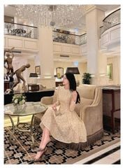 VGU8952-Đầm ren hoa tay dài
