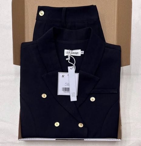 TQ1688-Set áo kiểu cổ vest, quần short Đen