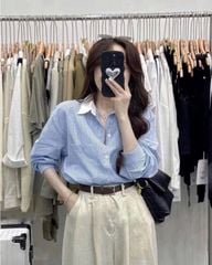 KS0196-Áo sơ mi phối cổ sọc Xanh (áo lẻ)