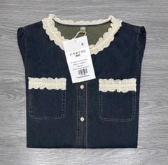 TB7239- Đầm jean A suông cổ phối viền