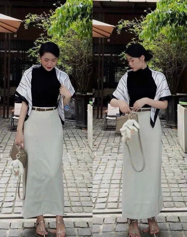KS0241 CHÂN VÁY MIDI (XÁM)