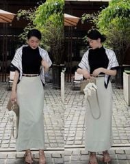 KS0240 CHÂN VÁY MIDI (ĐEN)