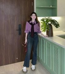 VGU9328-Áo sơ mi kèm khăn choàng (2 món)