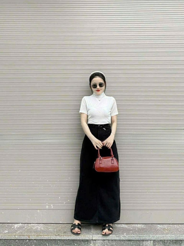 VGU9337-Chân váy jean Trắng (CV lẻ)