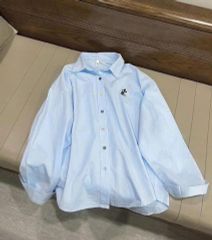 TQ3976-Áo sơ mi tay dài thêu micky Xanh (áo lẻ)