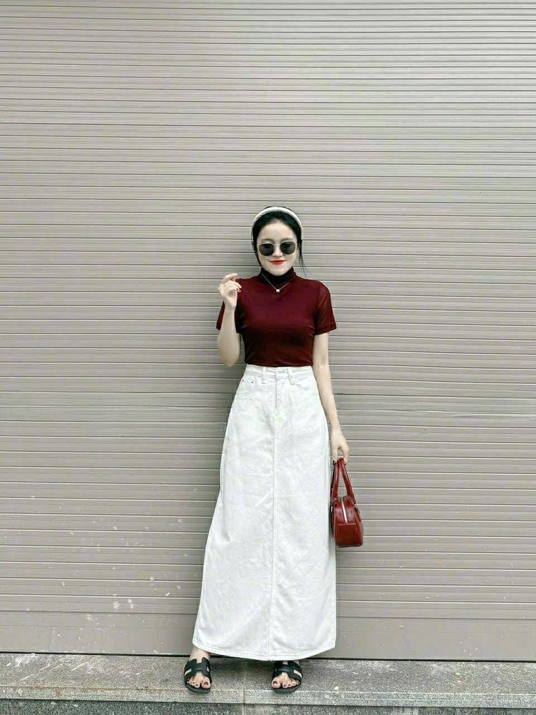 VGU9337-Chân váy jean Trắng (CV lẻ)