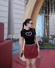 VGU9377 SET ÁO THUN TIM, CV ĐỎ NGẮN