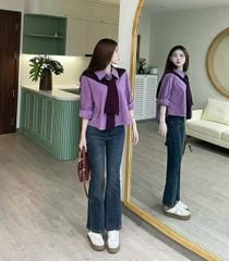 VGU9328-Áo sơ mi kèm khăn choàng (2 món)