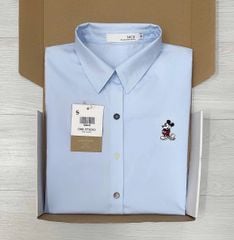 TQ3976-Áo sơ mi tay dài thêu micky Xanh (áo lẻ)
