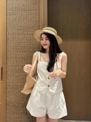 VGU9324-Set áo 2 dây, quần short Trắng