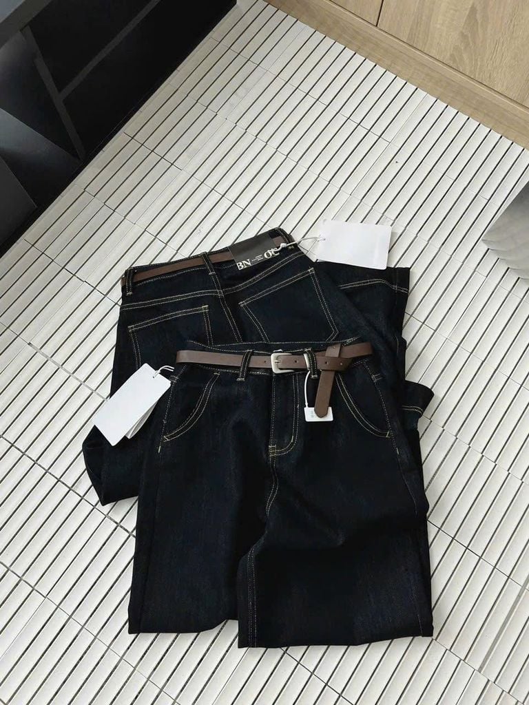 TB7435-Quần jean suông kèm nịt