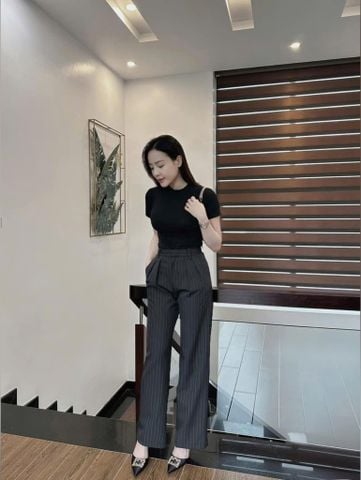 VRA0387-Set basic áo thun đen, quần suông