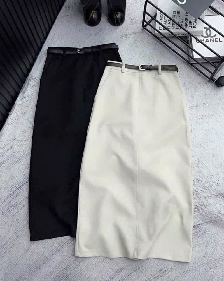 TB7666-Chân váy dài+ nịt Đen
