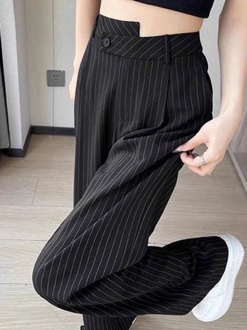 TQ1705-Quần suông kẻ sọc Đen