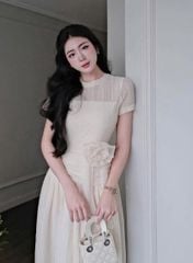 KS5044 ĐẦM REN PHỐI HOA EO