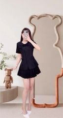 VGU9417-Set TK áo cổ sen đính nơ, CV xếp ly CC
