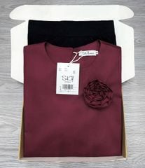 SKY7677-Set áo tay dài đính hoa, CV đuôi cá Đen