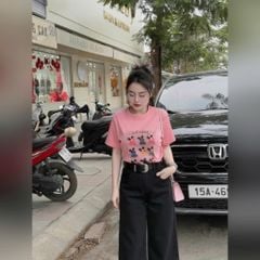 VGU9432-Set áo micky hồng , quần jean CC (2 món)