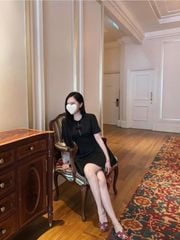 SKY7536-Đầm ngắn đính nơ Trắng
