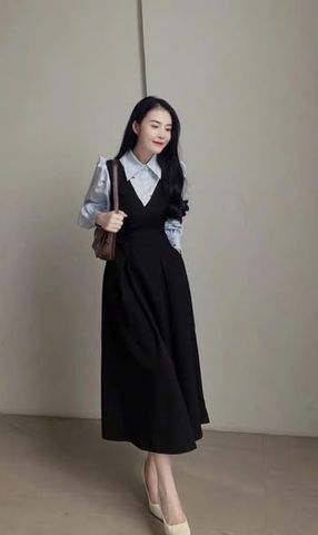 SKY7684-Đầm TK phối tay CC