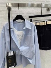 VGU9546-Áo sơ mi tay dài Hồng (áo lẻ)