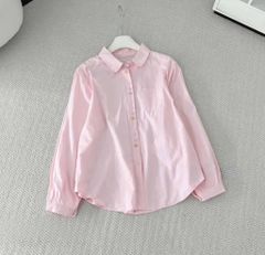 VGU9578 ÁO SƠMI PHỐI NÚT MÀU (HỒNG NHẠT)