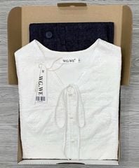 KS0368-Set áo xô thêu tay phồng, quần jean dài CC